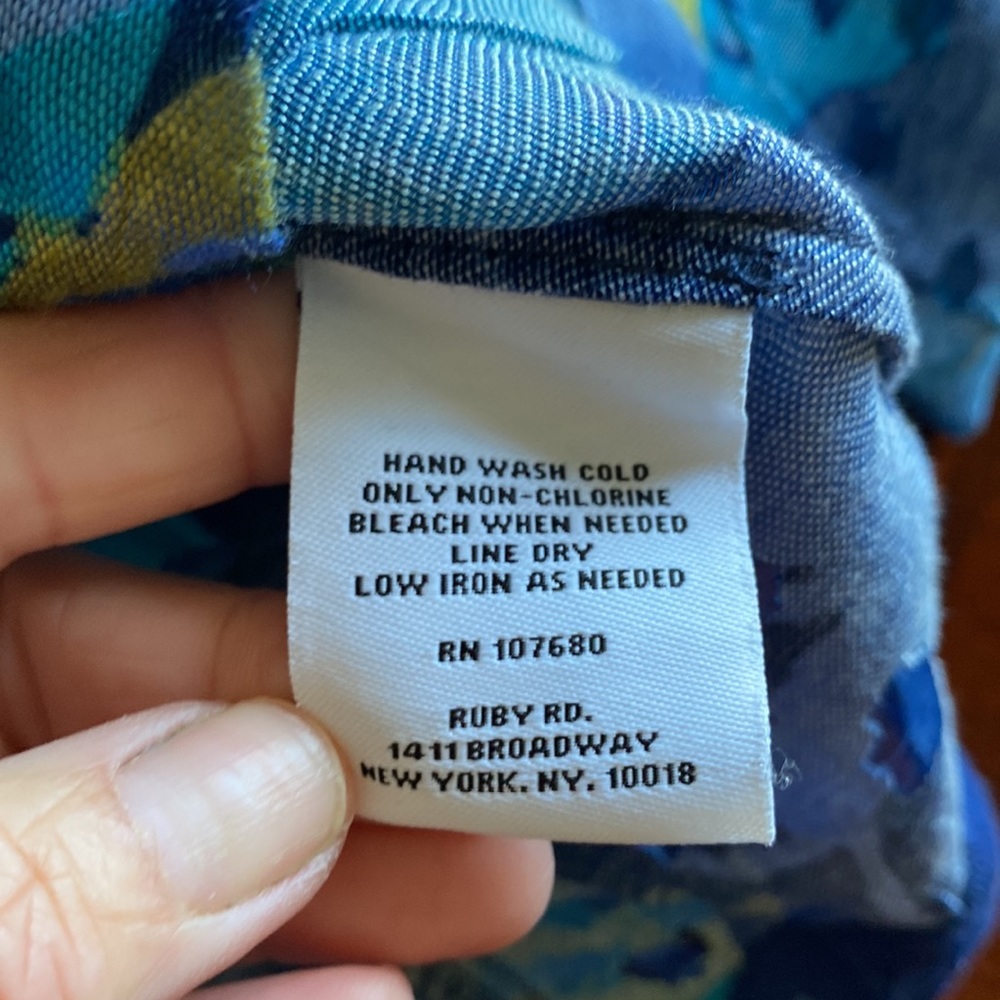 Ruby Rd Blue and Green Collared Top - Picture 9 of 11